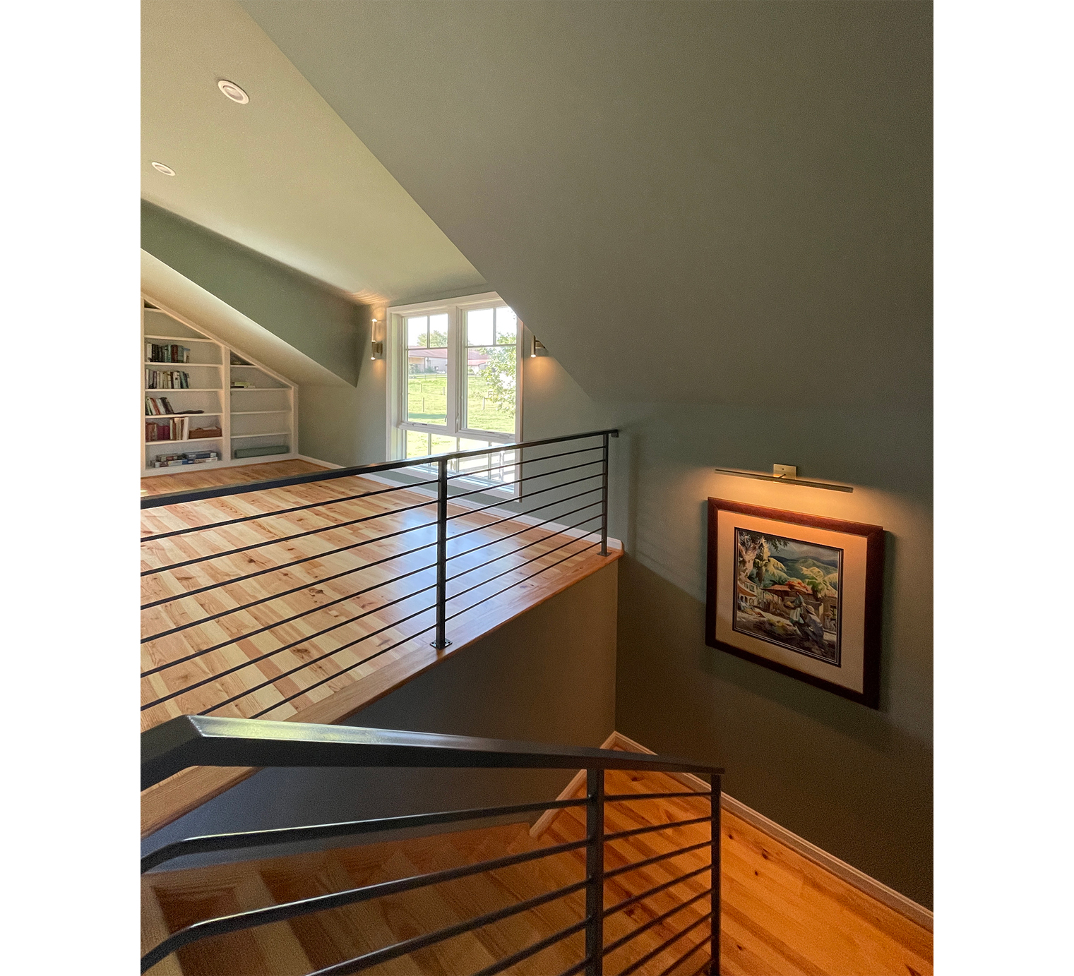 Stairs to the garage loft in Wilets Architecture's Barnesville addition/renovation.